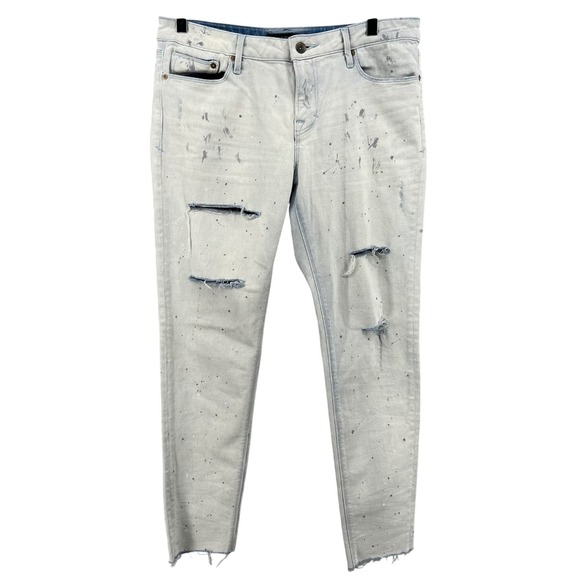 Cult of Individuality Denim - Cult of Individuality Zen Midrise Skinny Jeans Light Wash Paint Splatter